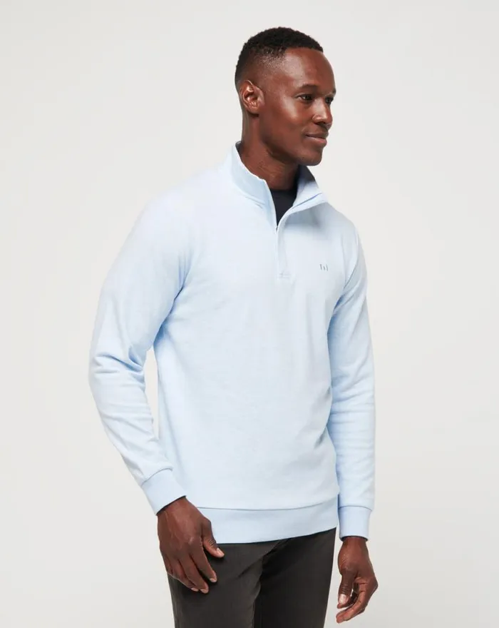 TravisMathew CLOUD QUARTER ZIP 20 Heather Kentucky Blue Men Quarter Zips TravisMathew CLOUD QUARTER ZIP 20 Heather Kentucky Blue Men Quarter Zips