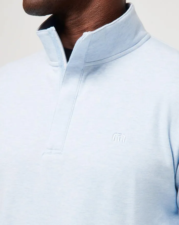 TravisMathew CLOUD QUARTER ZIP 20 Heather Kentucky Blue Men Quarter Zips TravisMathew CLOUD QUARTER ZIP 20 Heather Kentucky Blue Men Quarter Zips