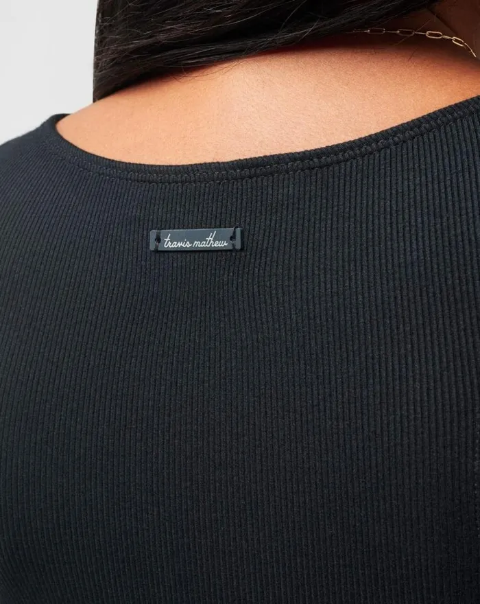 TravisMathew CLOUD RIB HADLEY WOOD DRESS Black Women Dresses TravisMathew CLOUD RIB HADLEY WOOD DRESS Black Women Dresses