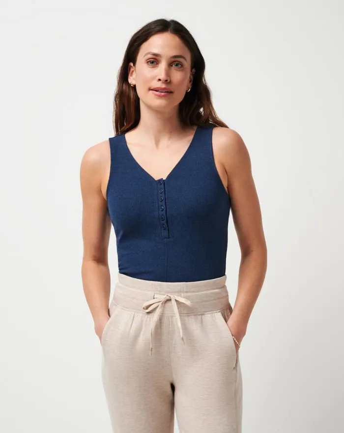TravisMathew CLOUD RIB SUNSHINE TANK Heather Navy Blazer Women Shirts and Tops TravisMathew CLOUD RIB SUNSHINE TANK Heather Navy Blazer Women Shirts and Tops