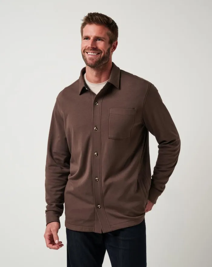 TravisMathew CLOUD SHIRT JACKET Chocolate Men ButtonUps TravisMathew CLOUD SHIRT JACKET Chocolate Men ButtonUps