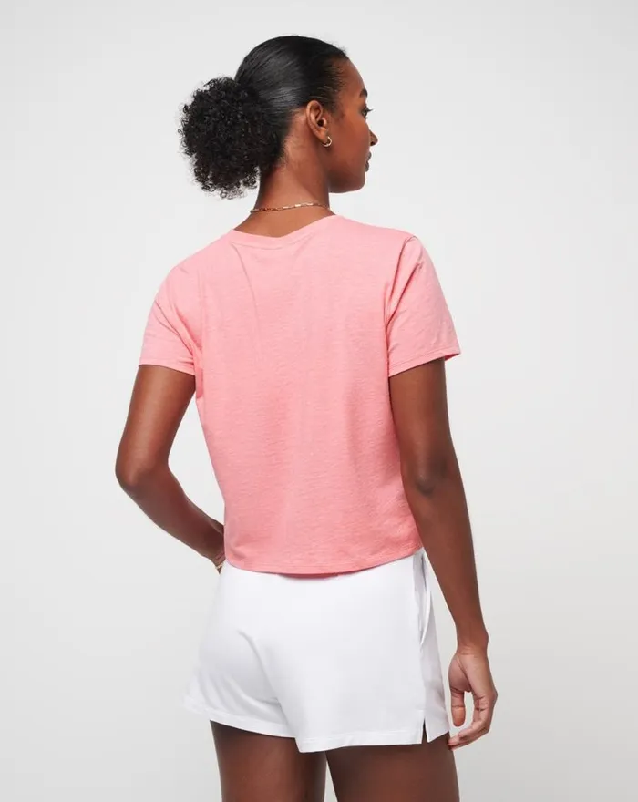 TravisMathew DANCING LIGHT GRAPHIC TEE Heather Shell Pink Women Tees TravisMathew DANCING LIGHT GRAPHIC TEE Heather Shell Pink Women Tees