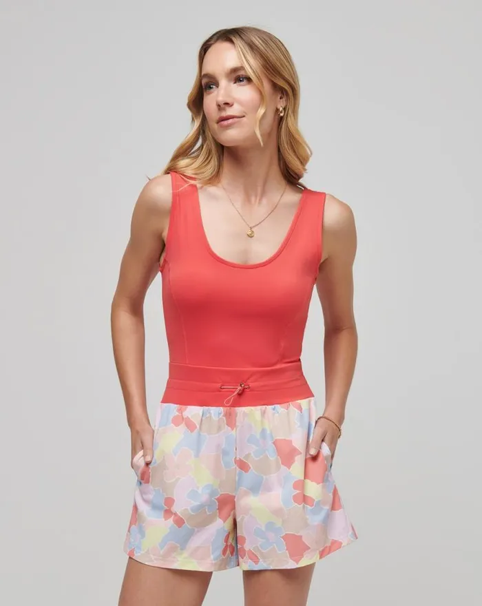 TravisMathew DAWN GLOW TECH WOVEN ROMPER Cayenne Multi Women Jumpsuits and Rompers