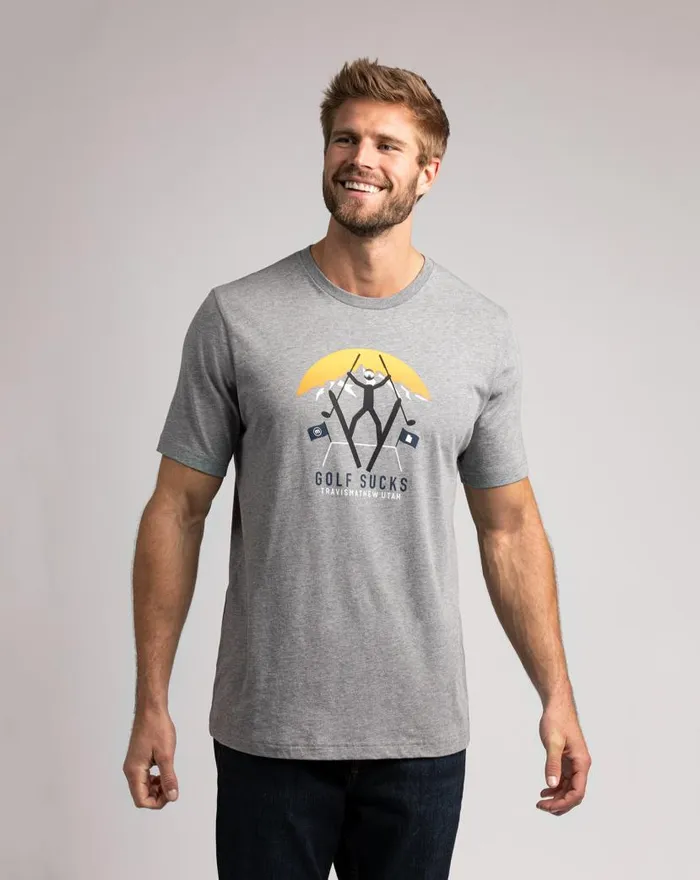 TravisMathew POWDER MOUNTAIN TEE Heather Grey Men Tees