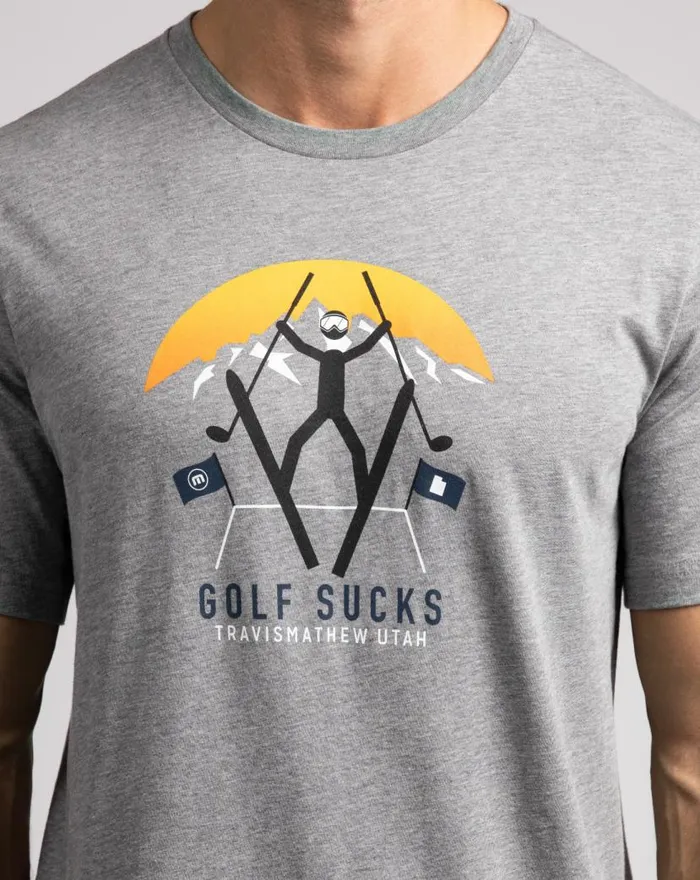 TravisMathew POWDER MOUNTAIN TEE Heather Grey Men Tees TravisMathew POWDER MOUNTAIN TEE Heather Grey Men Tees