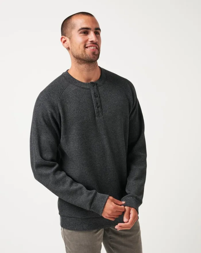 TravisMathew STORM BREW CLOUD WAFFLE HENLEY Heather Dark Grey Men Hoodies and Sweatshirts TravisMathew STORM BREW CLOUD WAFFLE HENLEY Heather Dark Grey Men Hoodies and Sweatshirts
