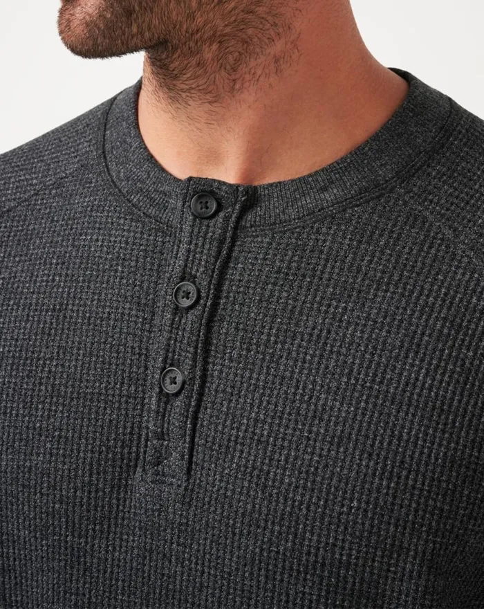 TravisMathew STORM BREW CLOUD WAFFLE HENLEY Heather Dark Grey Men Hoodies and Sweatshirts TravisMathew STORM BREW CLOUD WAFFLE HENLEY Heather Dark Grey Men Hoodies and Sweatshirts