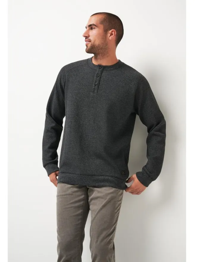 TravisMathew STORM BREW CLOUD WAFFLE HENLEY Heather Dark Grey Men Hoodies and Sweatshirts TravisMathew STORM BREW CLOUD WAFFLE HENLEY Heather Dark Grey Men Hoodies and Sweatshirts