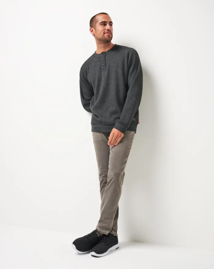 TravisMathew STORM BREW CLOUD WAFFLE HENLEY Heather Dark Grey Men Hoodies and Sweatshirts TravisMathew STORM BREW CLOUD WAFFLE HENLEY Heather Dark Grey Men Hoodies and Sweatshirts