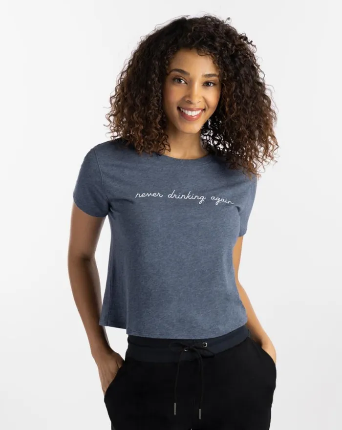 TravisMathew TINY BUBBLES TEE Heather Mood Indigo Women Tees TravisMathew TINY BUBBLES TEE Heather Mood Indigo Women Tees
