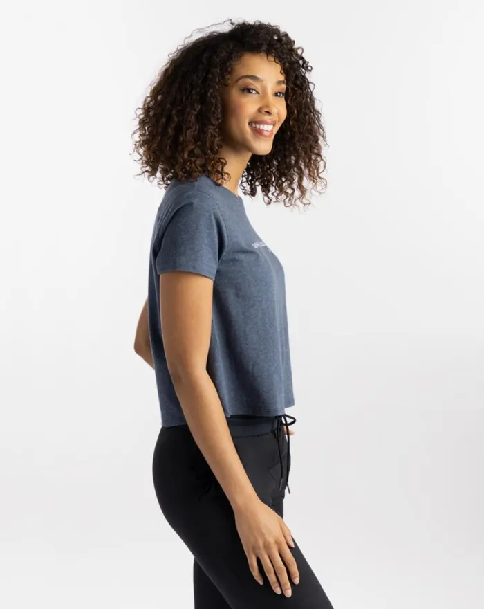 TravisMathew TINY BUBBLES TEE Heather Mood Indigo Women Tees TravisMathew TINY BUBBLES TEE Heather Mood Indigo Women Tees