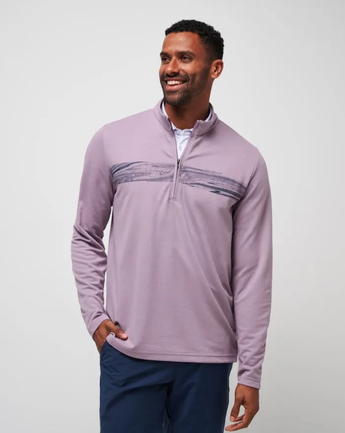 TravisMathew UPGRADED CHEST STRIPE QUARTER ZIP Elderberry Men Quarter Zips