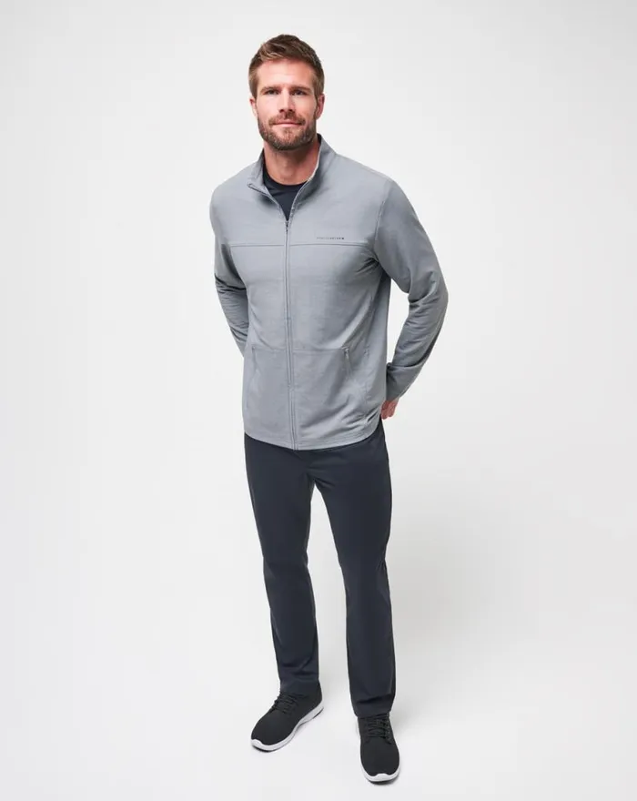 TravisMathew VALLEY VIEW FULL ZIP Heather Grey Men Jackets TravisMathew VALLEY VIEW FULL ZIP Heather Grey Men Jackets
