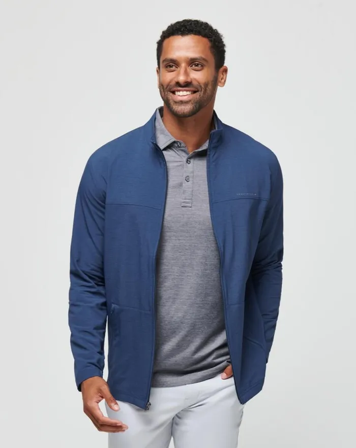 TravisMathew VALLEY VIEW FULL ZIP Heather Navy Men Jackets TravisMathew VALLEY VIEW FULL ZIP Heather Navy Men Jackets