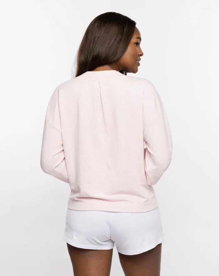 TravisMathew VIP TREATMENT CLOUD FRENCH TERRY TOP Heather Lilac Women Shirts and Tops TravisMathew VIP TREATMENT CLOUD FRENCH TERRY TOP Heather Lilac Women Shirts and Tops