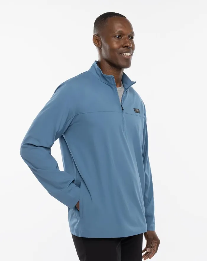 TravisMathew WANDERLUST QUARTER ZIP Copen Blue Men Quarter Zips TravisMathew WANDERLUST QUARTER ZIP Copen Blue Men Quarter Zips