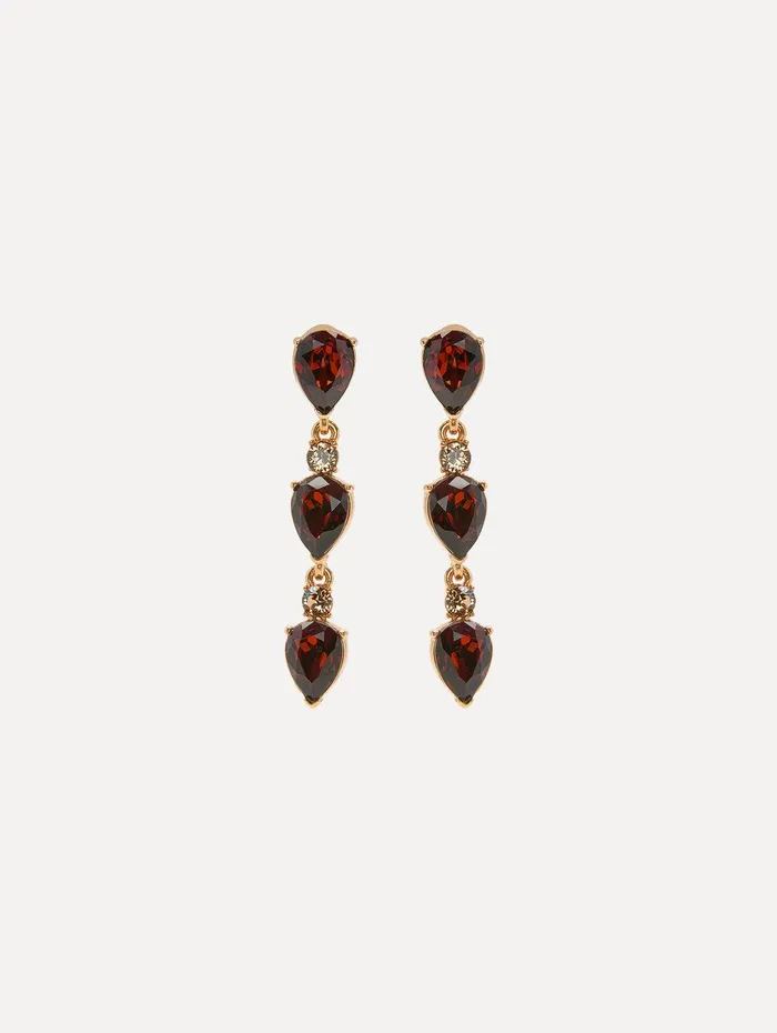 Triple Pear Drop ClipOn Earrings Amber Women Oscar De La Renta Earrings