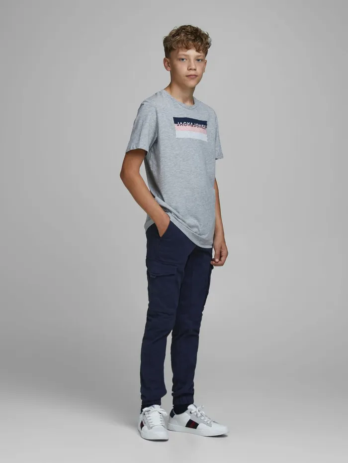 Trousers JACK and JONES Junior BOYS PAUL FLAKE AKM 542 CARGO TROUSERS Blue Navy Blazer