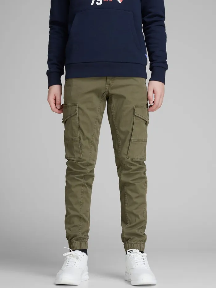 Trousers JACK and JONES Junior BOYS PAUL FLAKE AKM 715 CARGO TROUSERS Green Olive Night Trousers JACK and JONES Junior BOYS PAUL FLAKE AKM 715 CARGO TROUSERS Green Olive Night
