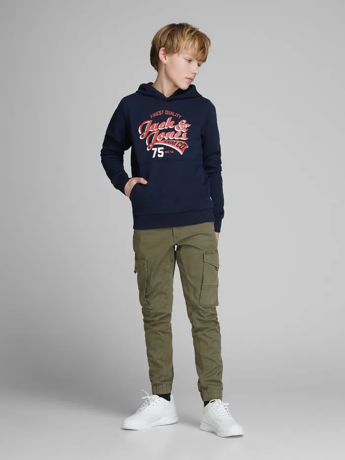 Trousers JACK and JONES Junior BOYS PAUL FLAKE AKM 715 CARGO TROUSERS Green Olive Night