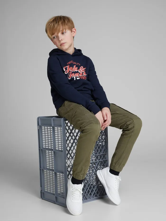Trousers JACK and JONES Junior BOYS PAUL FLAKE AKM 715 CARGO TROUSERS Green Olive Night