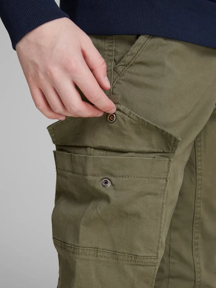 Trousers JACK and JONES Junior BOYS PAUL FLAKE AKM 715 CARGO TROUSERS Green Olive Night