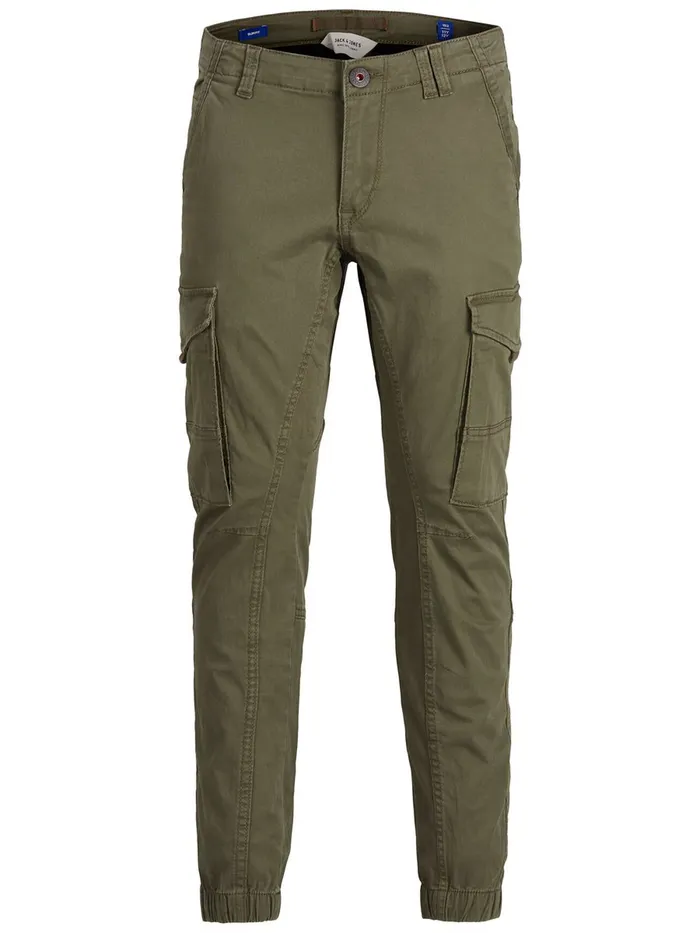 Trousers JACK and JONES Junior BOYS PAUL FLAKE AKM 715 CARGO TROUSERS Green Olive Night