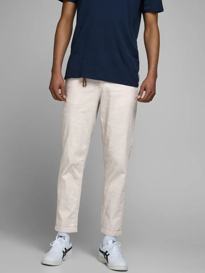 Trousers JACK and JONES Mens ACE LINEN AKM 985 CHINOS White Silver Birch