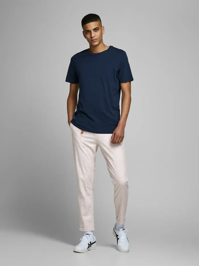 Trousers JACK and JONES Mens ACE LINEN AKM 985 CHINOS White Silver Birch