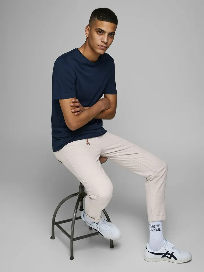 Trousers JACK and JONES Mens ACE LINEN AKM 985 CHINOS White Silver Birch