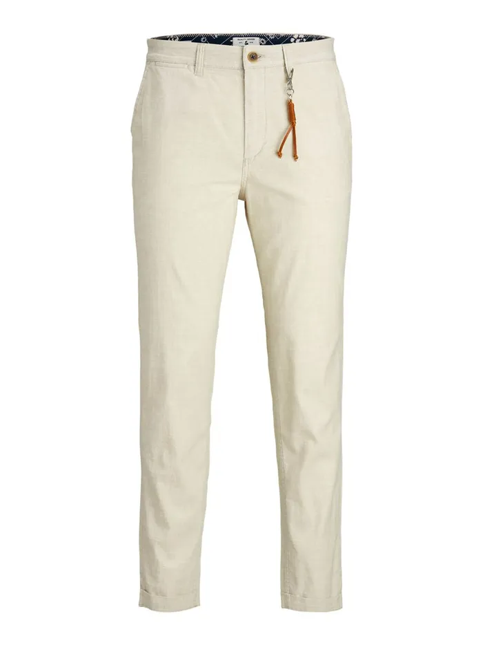 Trousers JACK and JONES Mens ACE LINEN AKM 985 CHINOS White Silver Birch