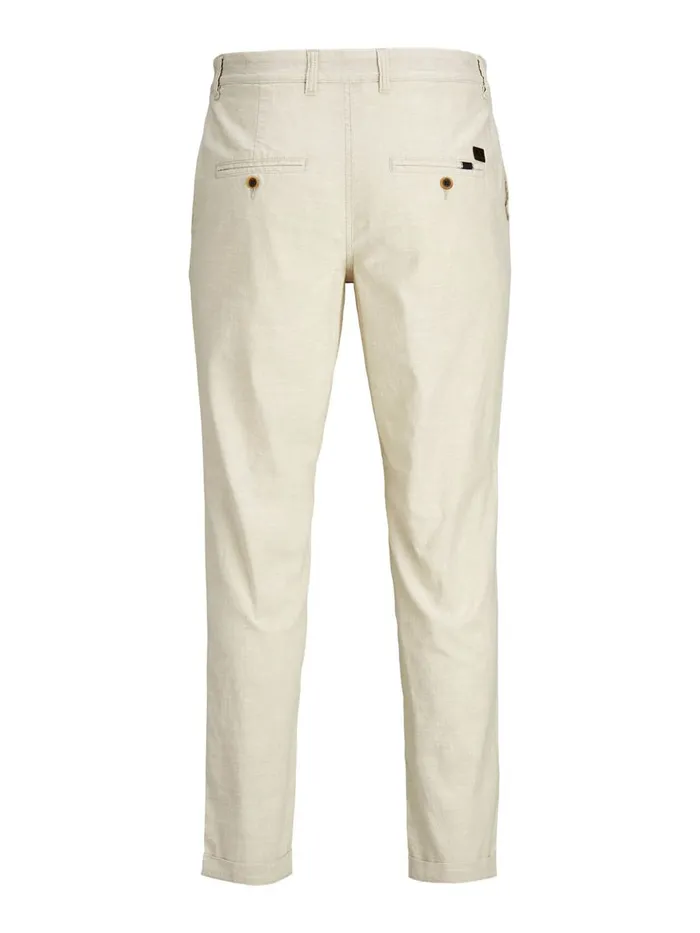 Trousers JACK and JONES Mens ACE LINEN AKM 985 CHINOS White Silver Birch