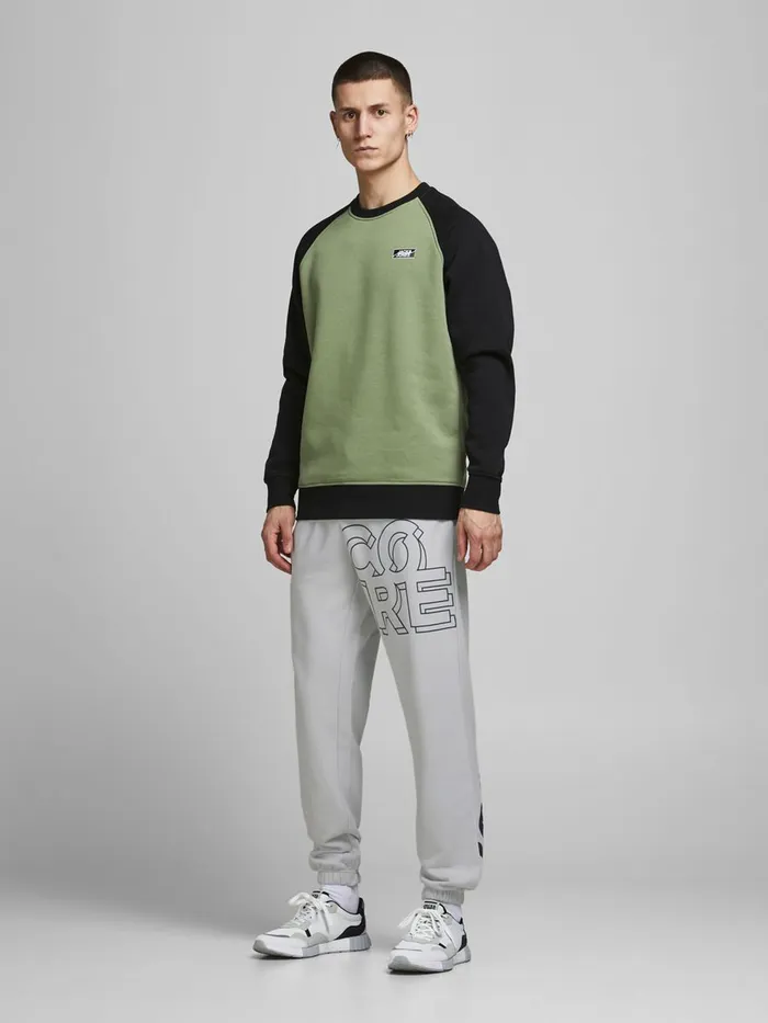 Trousers JACK and JONES Mens BIG LOGO SWEATPANTS Grey Glacier Gray Gift 4 You
