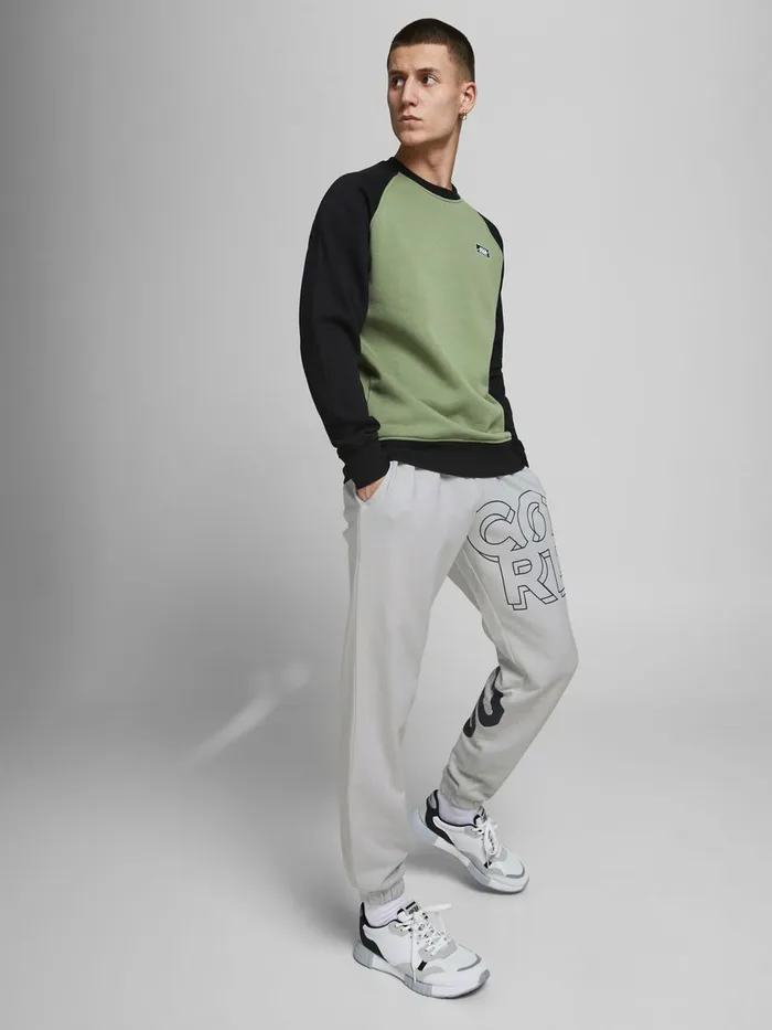 Trousers JACK and JONES Mens BIG LOGO SWEATPANTS Grey Glacier Gray Gift 4 You
