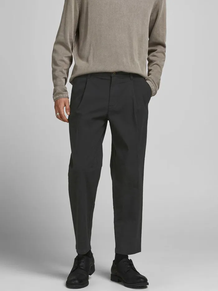 Trousers JACK and JONES Mens BILL RICO CROPPED AKM CHINOS Black Black