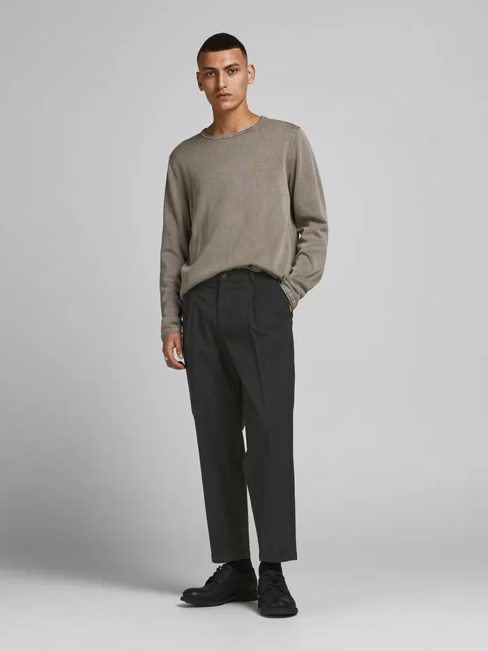 Trousers JACK and JONES Mens BILL RICO CROPPED AKM CHINOS Black Black