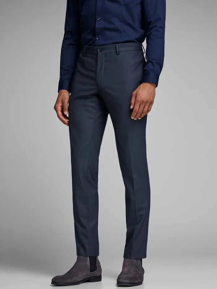 Trousers JACK and JONES Mens CLASSIC SLIM FIT SUIT PANTS Blue Dark Navy Gift for Friend