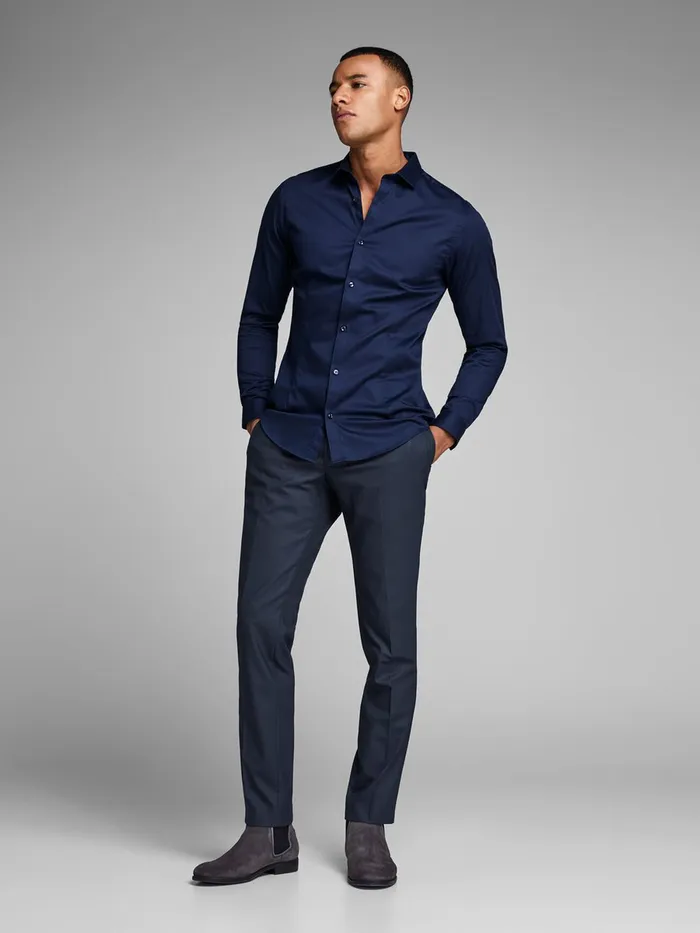 Trousers JACK and JONES Mens CLASSIC SLIM FIT SUIT PANTS Blue Dark Navy Gift for Friend