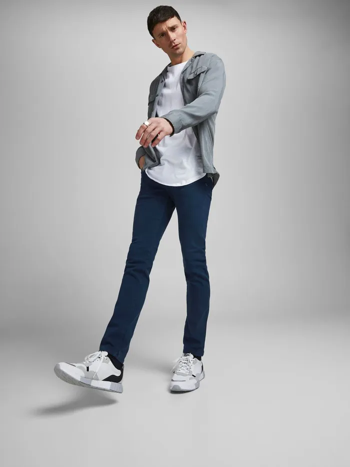 Trousers JACK and JONES Mens GLENN ICON AMA 558 SLIM FIT JEANS Blue Navy Blazer