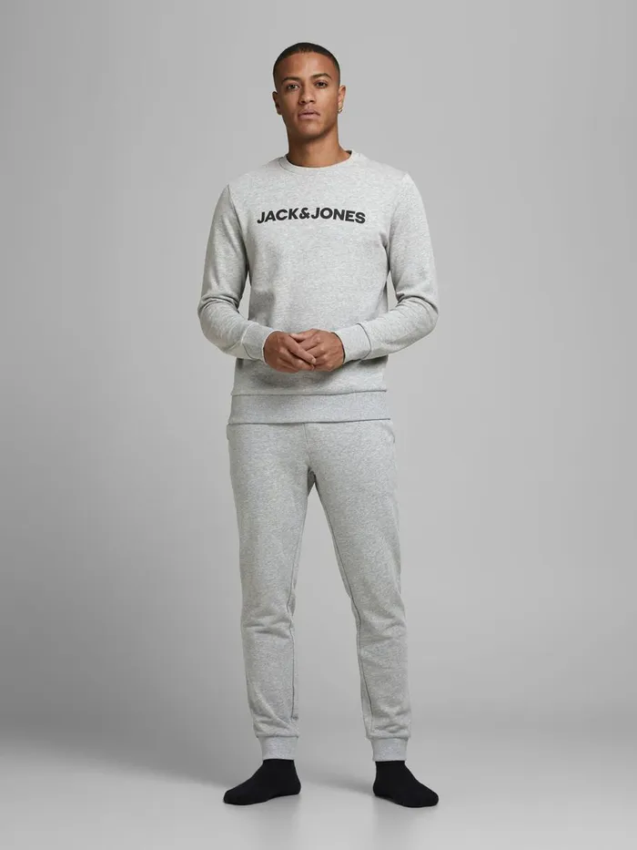 Trousers JACK and JONES Mens JOGGERS AND SWEATSHIRT LOUNGEWEAR Grey Light Grey Melange