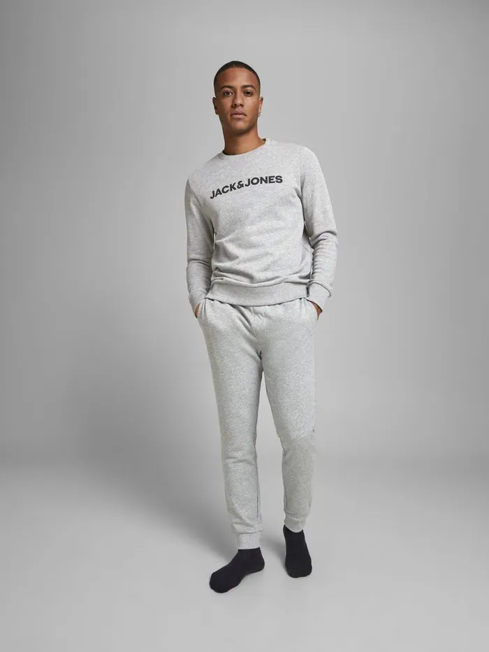 Trousers JACK and JONES Mens JOGGERS AND SWEATSHIRT LOUNGEWEAR Grey Light Grey Melange