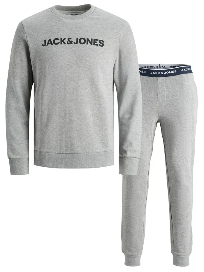Trousers JACK and JONES Mens JOGGERS AND SWEATSHIRT LOUNGEWEAR Grey Light Grey Melange
