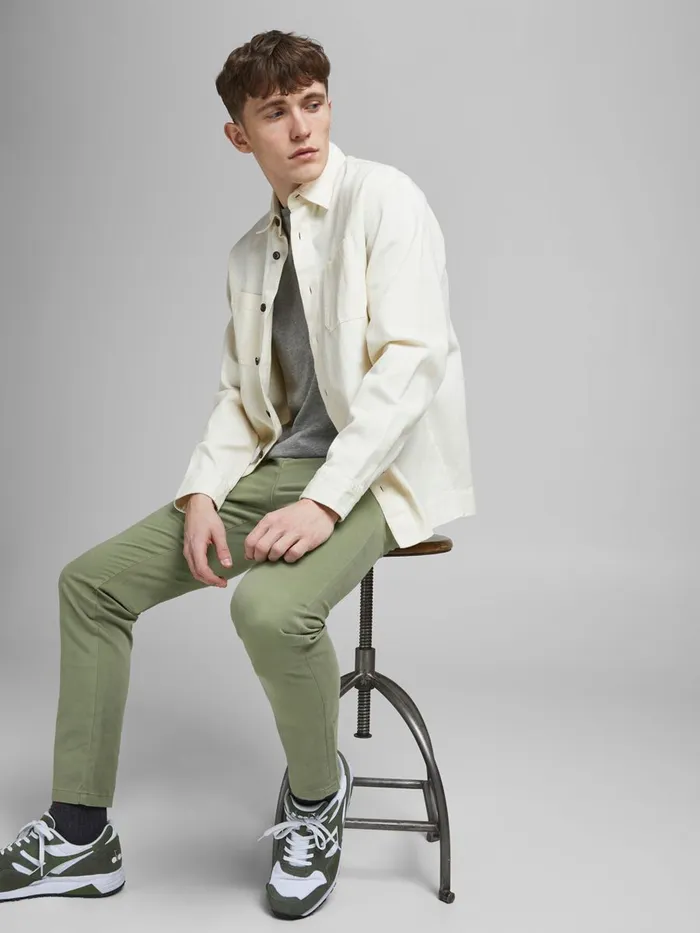 Trousers JACK and JONES Mens MARCO BOWIE SA CHINOS Green Deep Lichen Green