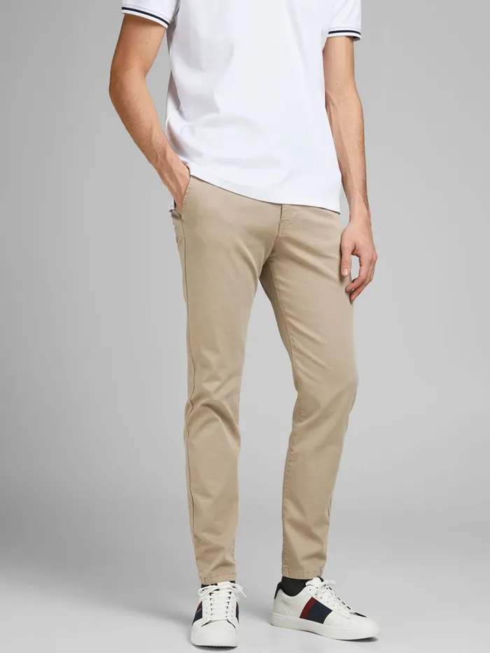 Trousers JACK and JONES Mens MARCO FRED AMA CHINOS Beige White Pepper