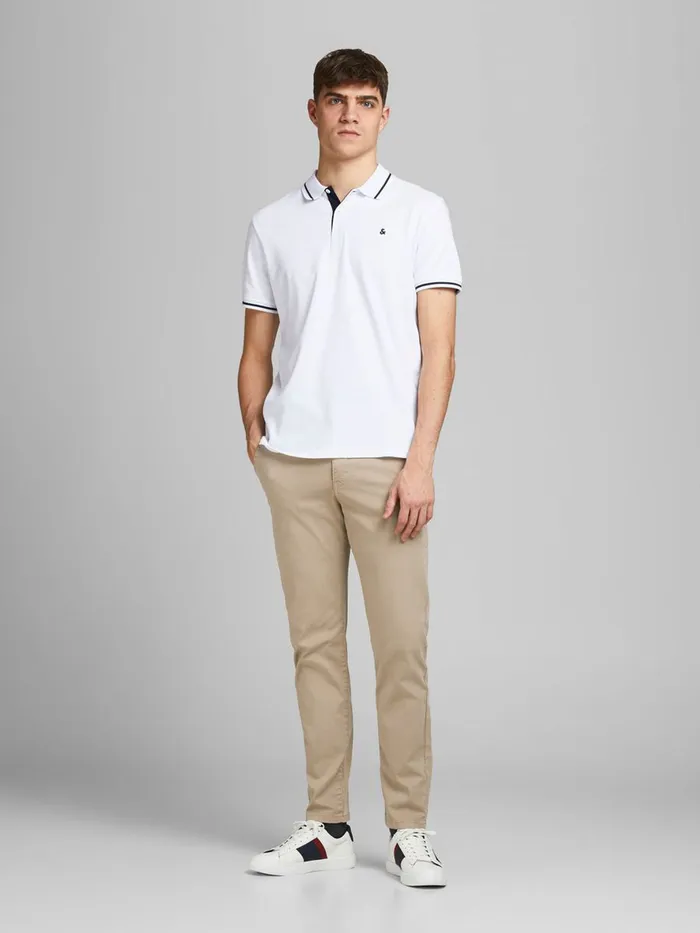 Trousers JACK and JONES Mens MARCO FRED AMA CHINOS Beige White Pepper