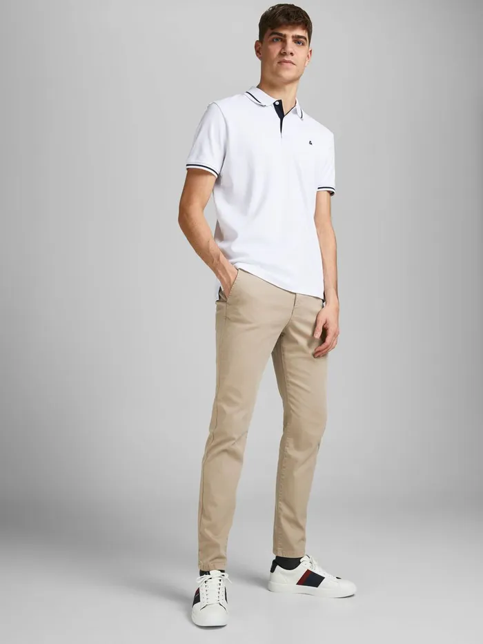 Trousers JACK and JONES Mens MARCO FRED AMA CHINOS Beige White Pepper