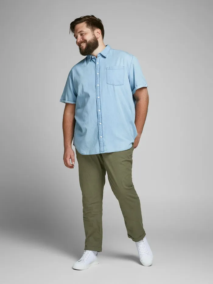 Trousers JACK and JONES Mens MARCO LINEN AKM 986 PLUS SIZE TROUSERS Green Olive Night