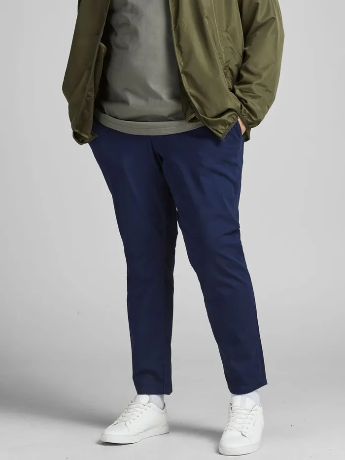 Trousers JACK and JONES Mens MARCO PLUS SIZE CHINOS Blue Navy Blazer