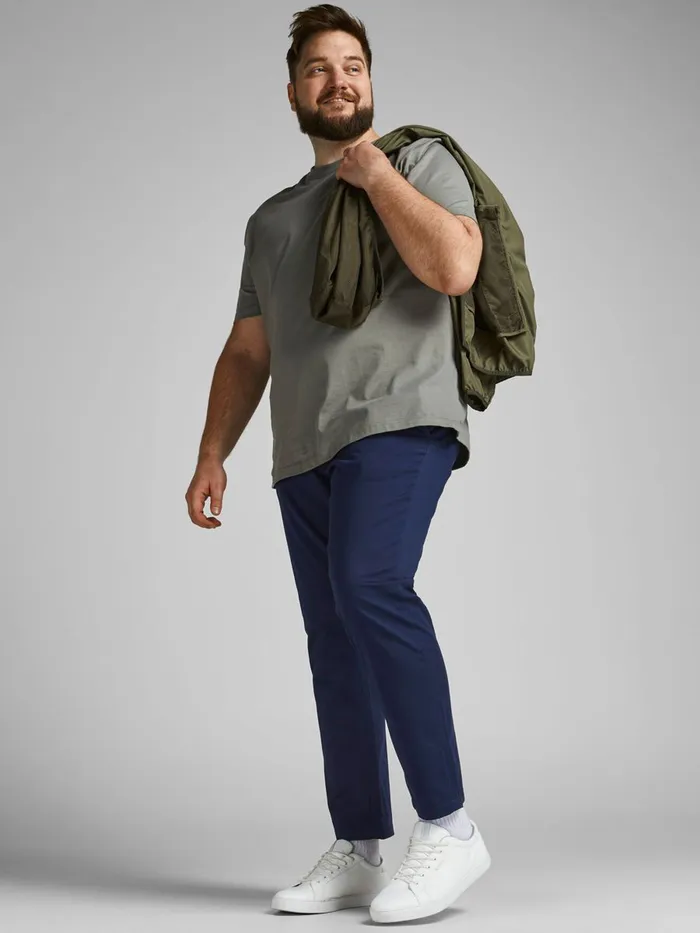 Trousers JACK and JONES Mens MARCO PLUS SIZE CHINOS Blue Navy Blazer