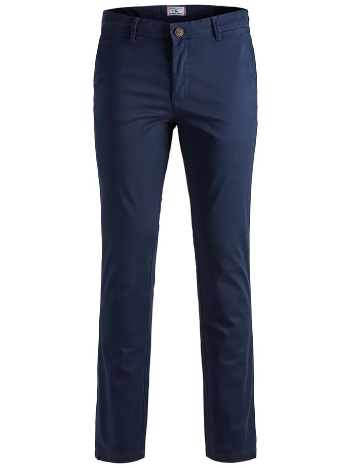 Trousers JACK and JONES Mens MARCO PLUS SIZE CHINOS Blue Navy Blazer